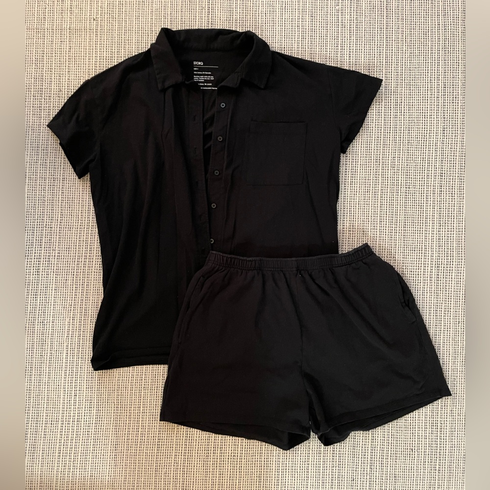 Storq maternity Black Button-Up Shirt and Shorts Set
